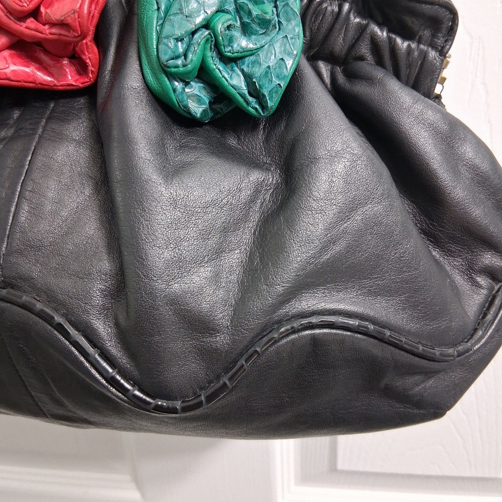 Vintage Viva Of California Bags Leather Roses Snakeskin trim Crossbody - Picture 14 of 16